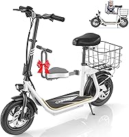 Vista 107 de Caroma Electric Scooter with Seat, Max 30 Miles Range&20MPH Speed, Peak 800/1200W Motor, Foldable Electric Scooter for Adults and Teens, Commuter E