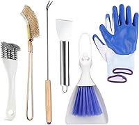 Delllala 6-Piece Stainless Steel Bird Cage Cleaner Kit - Poop Scraper, Brushes, Gloves for Parakeets & Small Pets