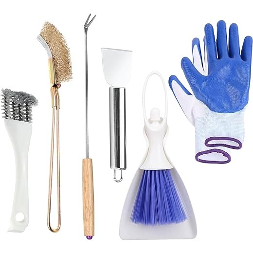 6pcs Set Bird Cage Cleaner Kit - Stainless Steel Poop Remover & Scraper Tool- Essential Bird Cage Accessories for Parakeet Items & Small Animal Cage Cleaning