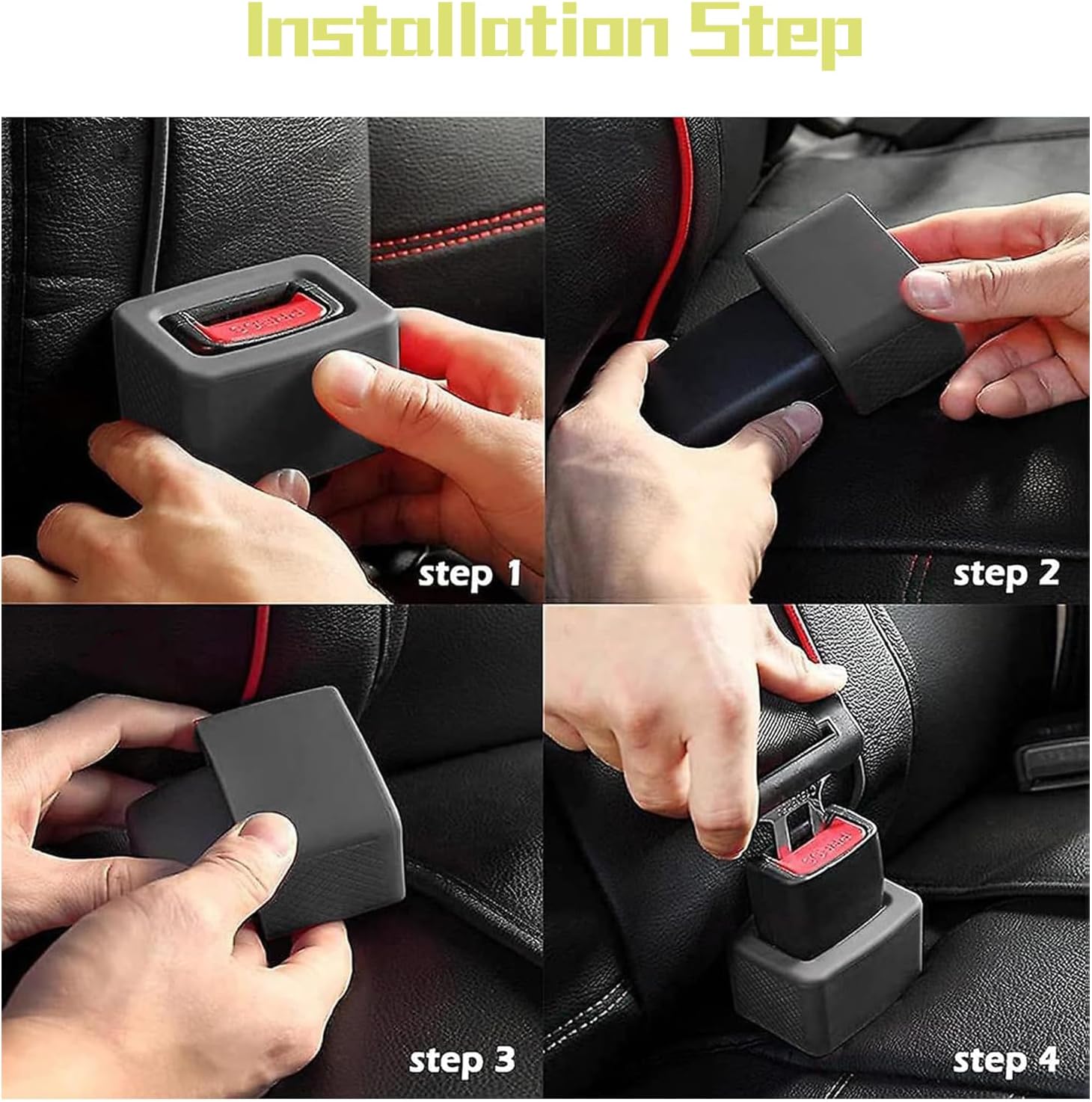 2-Pack Seat Belt Buckle Holder, Universal Silicone Seatbelt Buckle Booster, Keeps Buckle Upright for Easy Buckling, Ideal for Kids in Booster Seats, Elderly & Post-Surgery, Silicone, Black