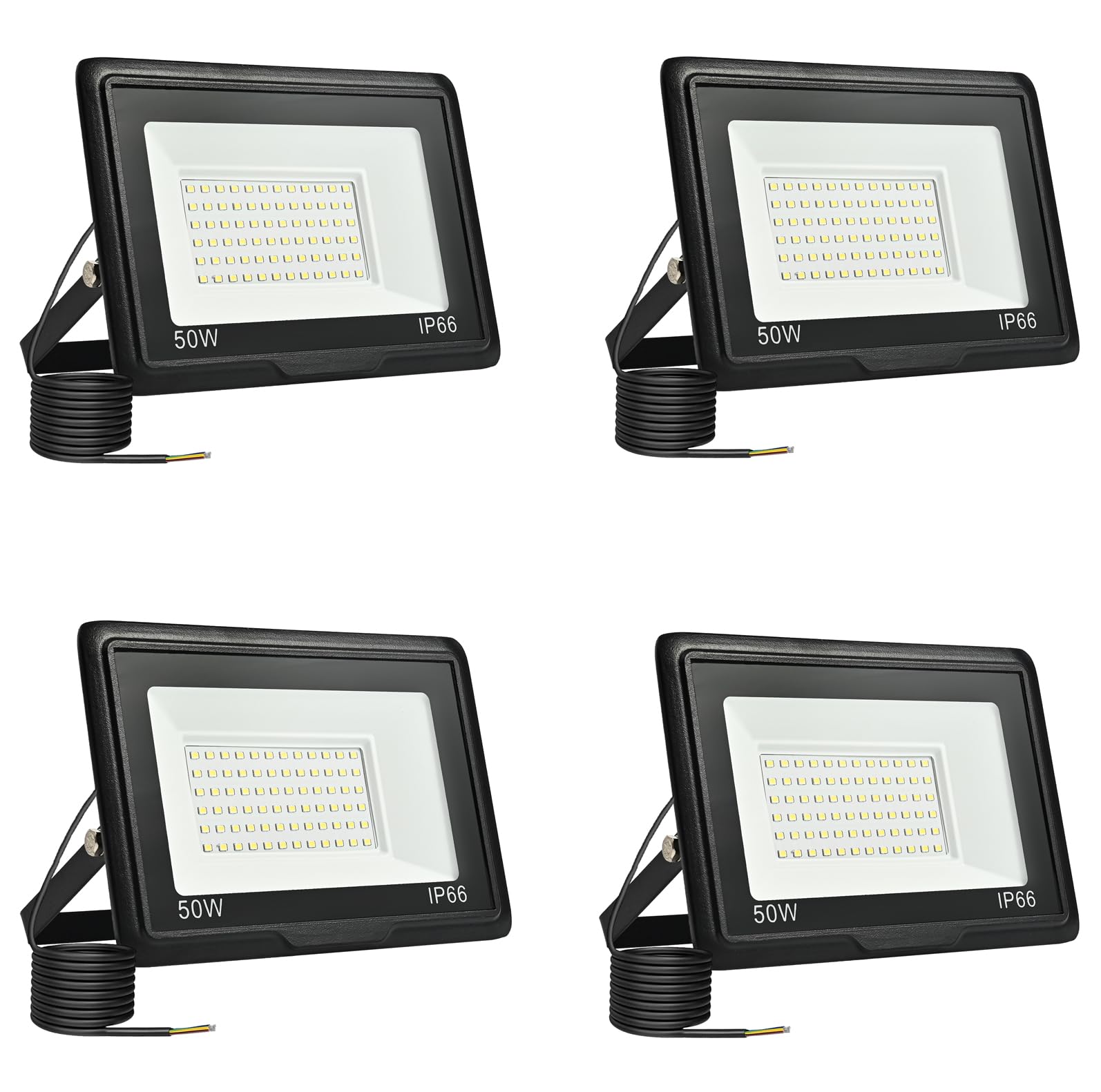 4PCS 50W LED Strahler Außen, 6000K Kaltweiß 5000LM IP66 Flutlicht | LED Außenfluter 120° Breitem, Aluminiumgehäuse, 50000h Lebensdauer, LED Fluter für Außenbereiche Innenhof Garten Garage Hotel