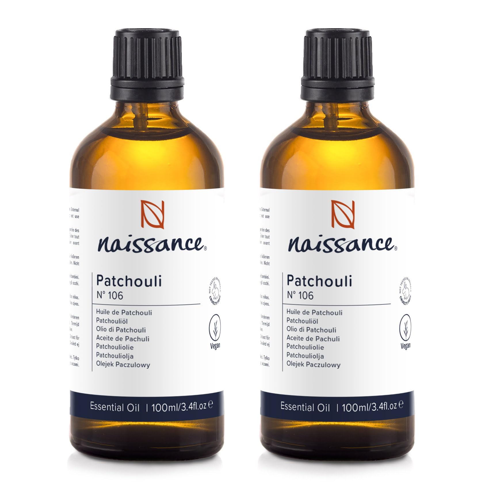 Naissance Patchouli Öl (Nr. 106) 200ml (2x100) - Naturreines Ätherisches Öl - für Aromatherapie, Diffusor