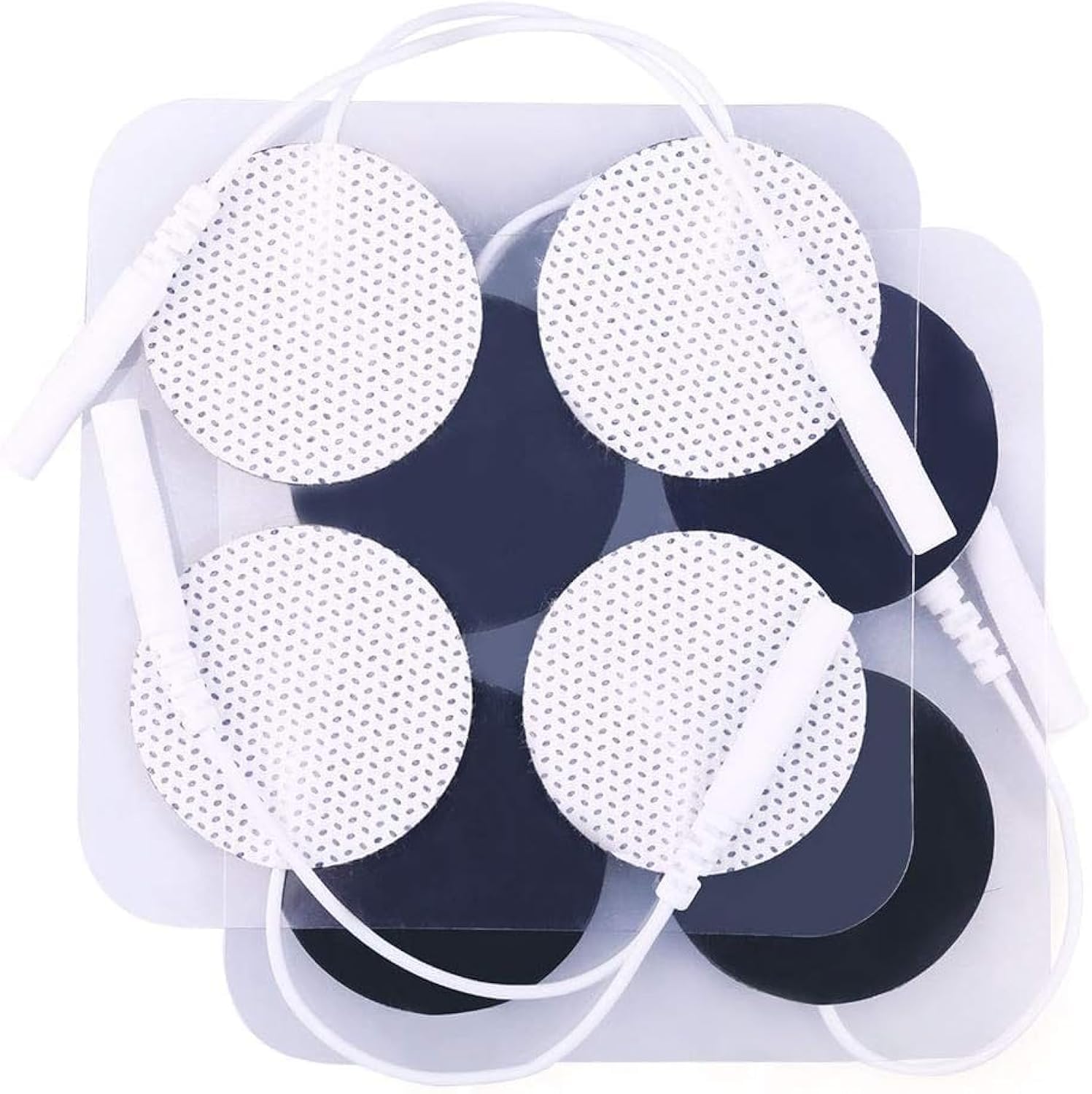 MAKINGTEC TENS Unit Replacement Pads, 20PCS Round Electrodes Pads, 1.25" Reusable Carbon Electrotherapy Pads for EMS Muscle Stimulator with 2.0 mm Pigtail Connectors Reusable Skin Patch for Muscle