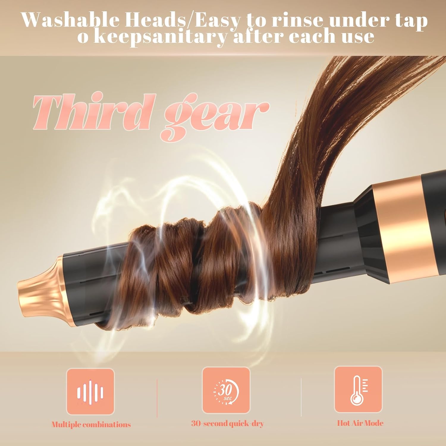 6 in 1 Blow Dryer Brush, Negative Ionic Hot Air Styler Brush Kit for Curls, Volumizing, Straightening, Smoothing, Lightweight Blow Dryer Brush Set with Diffuser for Women & Travel
