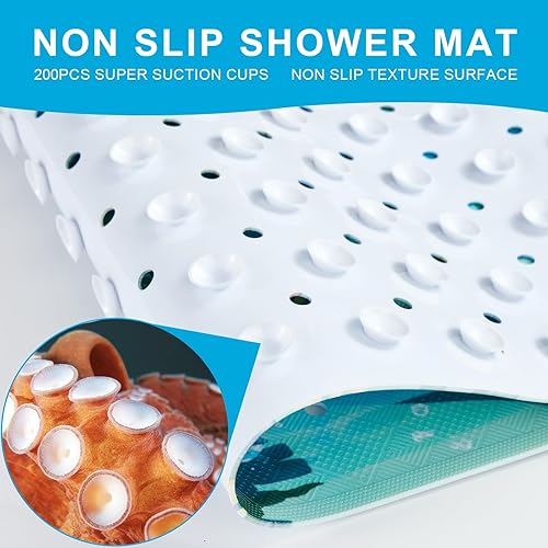 Miniatura 3 de XIYUNTE Tapete de baño para bebé antideslizante para niños, tapete de baño para niños, de 40 x 16 pulgadas, extra largo, con dibujos animados,