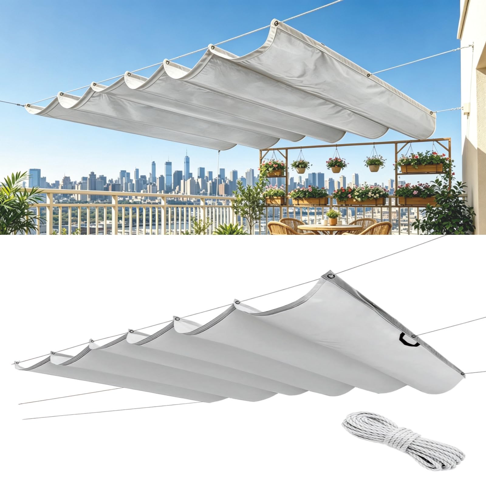 Auvent bâche anti UV protection solaire 165x220 pour extérieur terrasse patio