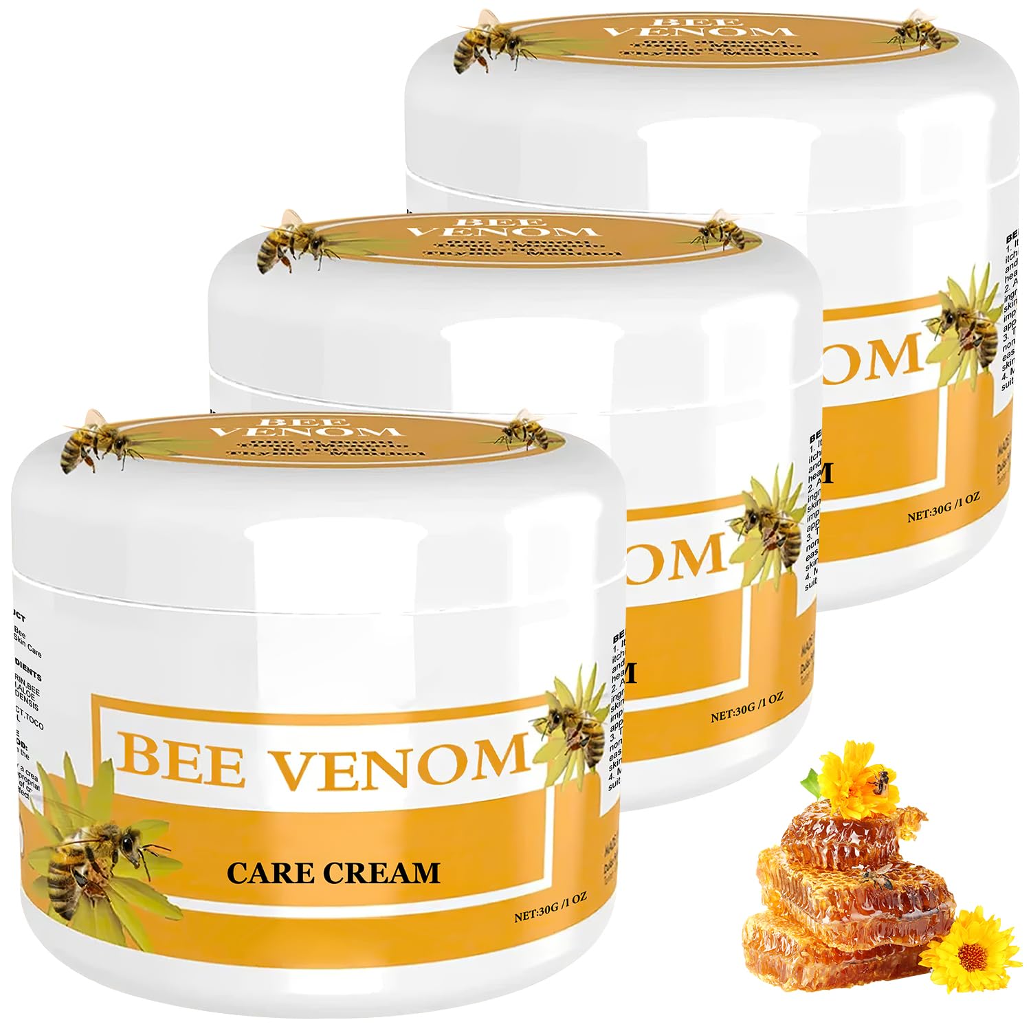 Bee Venom Correcting Cream - 3 Bottle Set for All Skin Types, Professional Skin Care