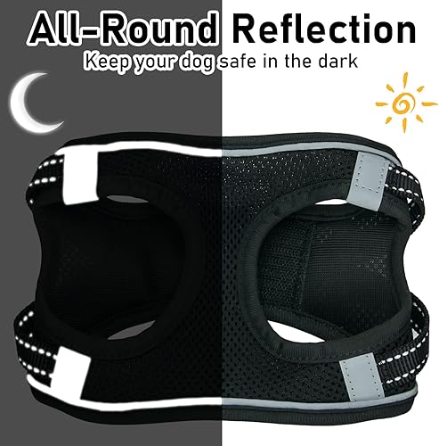 Miniatura 6 de Juego de arnés y correa para perro, arnés de chaleco para mascotas de raza pequeña con acolchado suave de malla de aire, hebillas ajustables, anillo