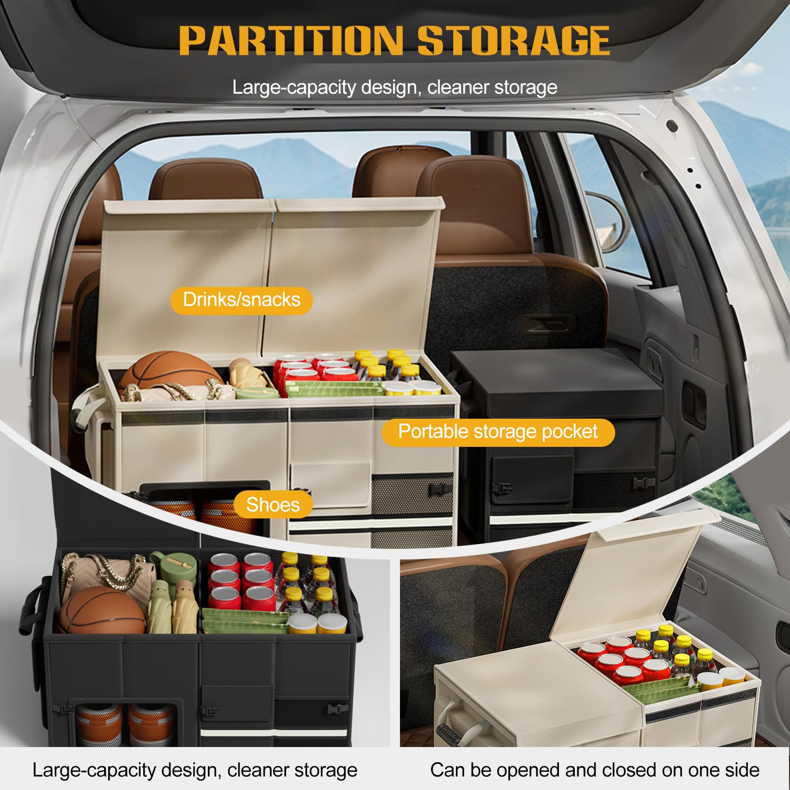Ergocar Oxford Fabric Bagażnik Organizer Duża Pojemność Do Wnętrza Samochodu Akcesoria, Składana Torba Wielokomorowa, Nadaje się do Samochodów, Suv, Van i Samochodów