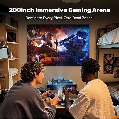 Miniatura 7 de Apto para niños y ancianos Mini proyector ignífugo con WiFi y Bluetooth, Futuzen 1080P compatible con 300 lúmenes proyector portátil para acampar