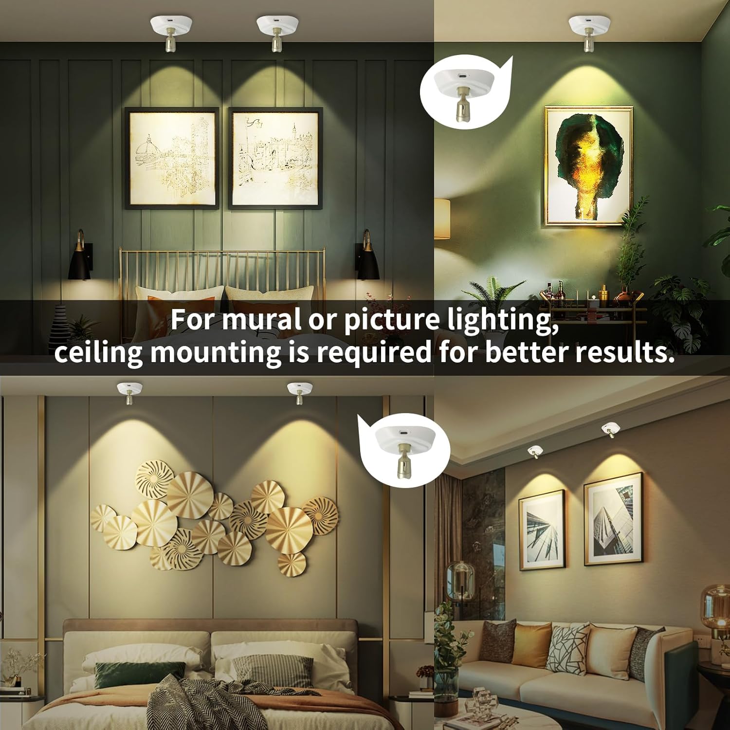 LEASTYLE LED Wireless Spotlights with Remote Rechargeable Up Lights Indoor with 3000K/4000K/6000K Battery Operated Lights with Timer Dimmable Accent Light Uplighting for Plant,White+Gold,2 Pack