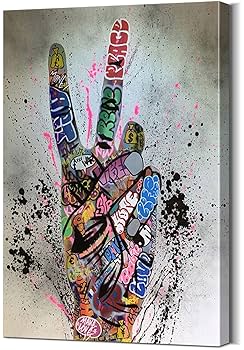 グラフィティ　アート　インテリア　絵　絵画　graffiti art Amazon.co.jp: Epicグラフィティ子供のツリー強化ガラス壁アート、18