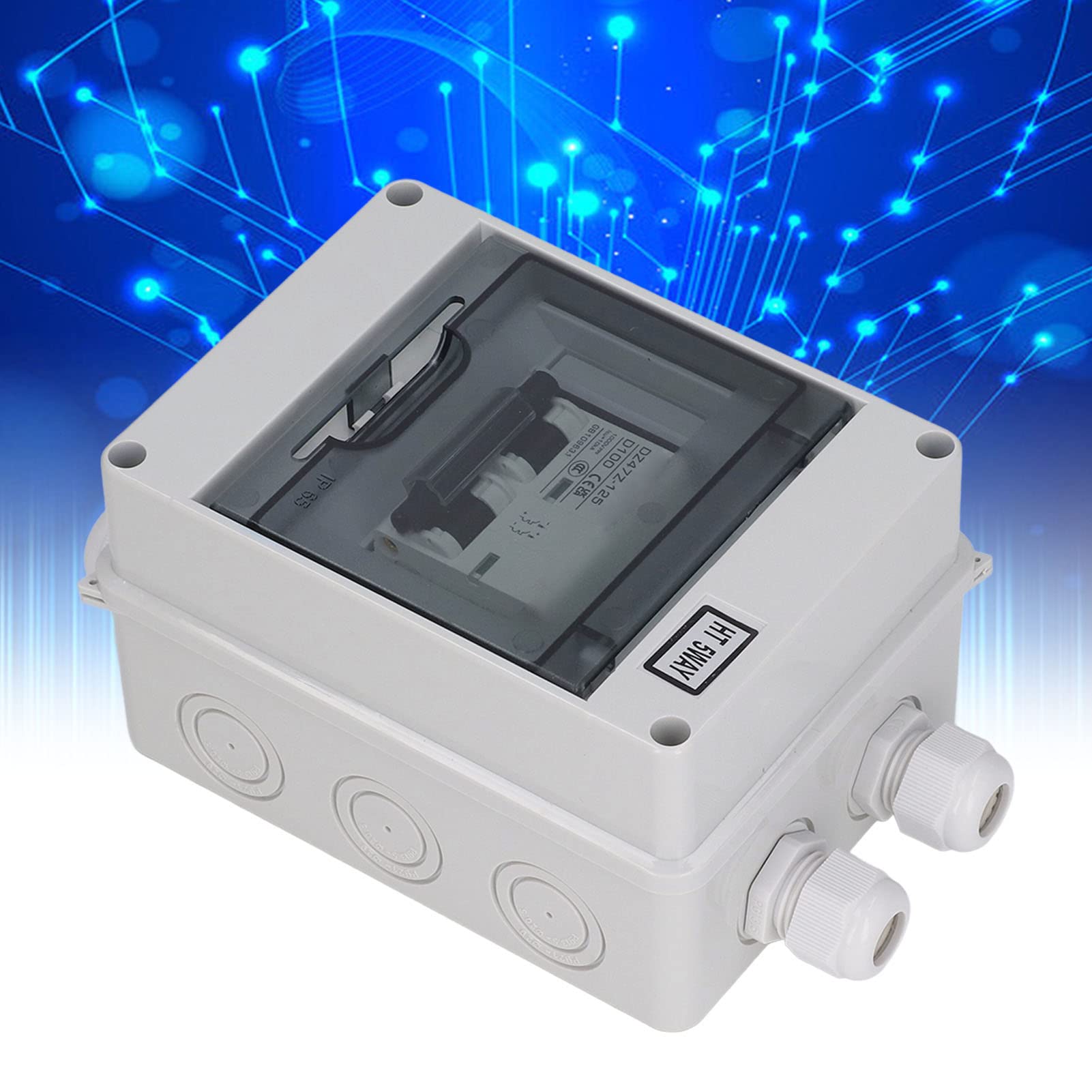 Wakects SG DC Interruttore Automatico Miniaturizzato PA66 2P Isolatore di Circuito DC 100A 1000V IP65 Copertura Trasparente Ampio Spazio di Cablaggio per Impianto Solare Fotovoltaico RV Off Grid e