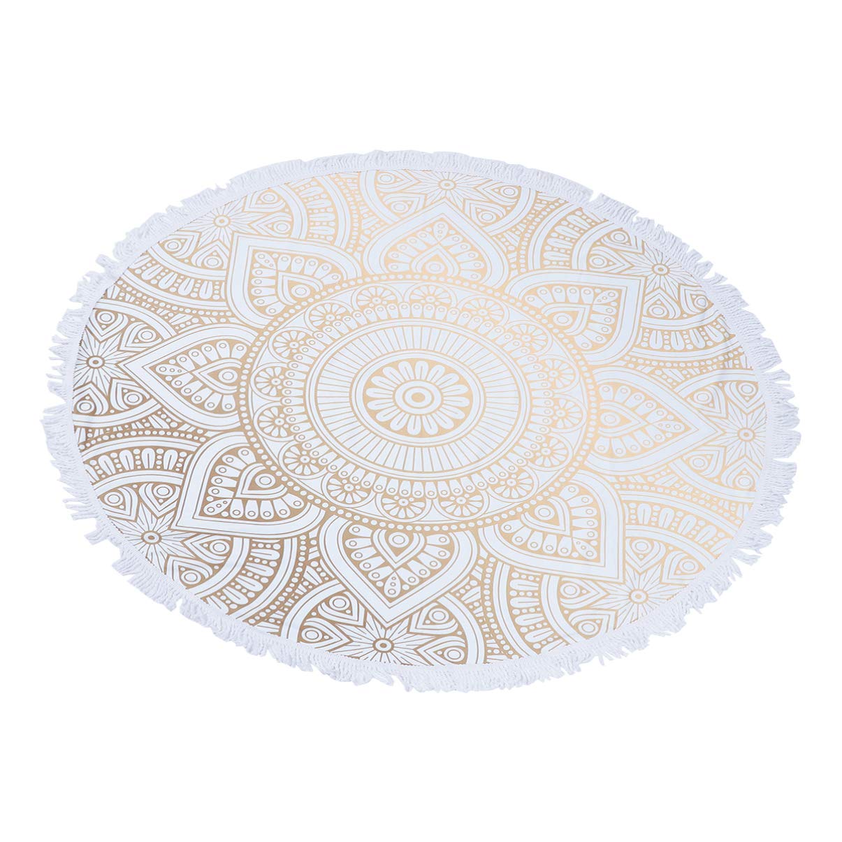 Milisten Mandala Round Beach Towel Bath Towel Rapid Drying Circle Beach Mat Washcloths for Baby Beach s Oversized Beach Blanket Yoga Travel White Fiber Swim