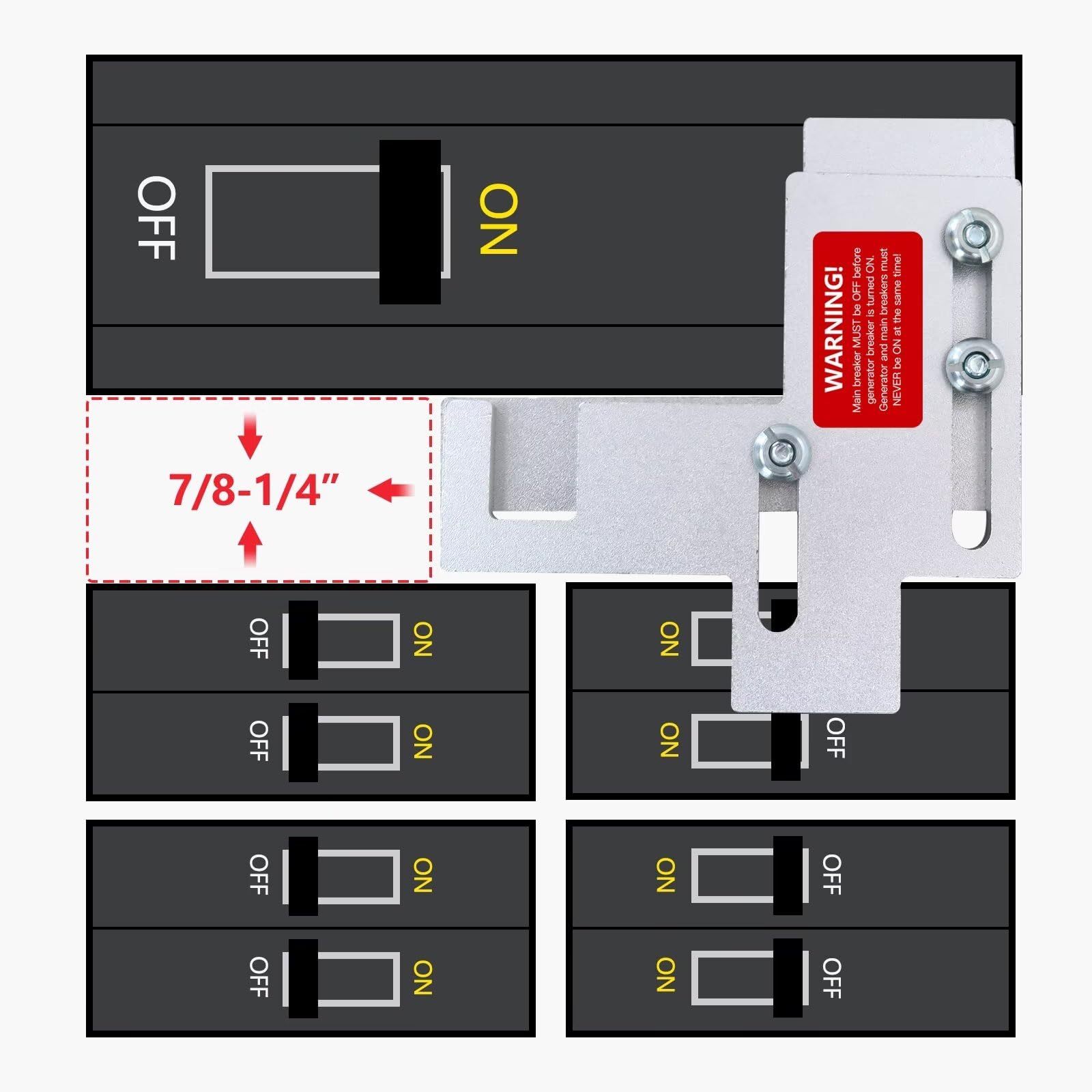Generator Interlock Kit For Siemens/Murray 100 Amp Panels – 7/8″ Or 1-1/4″ Breaker Spacing, Safe Backfeeding Solution