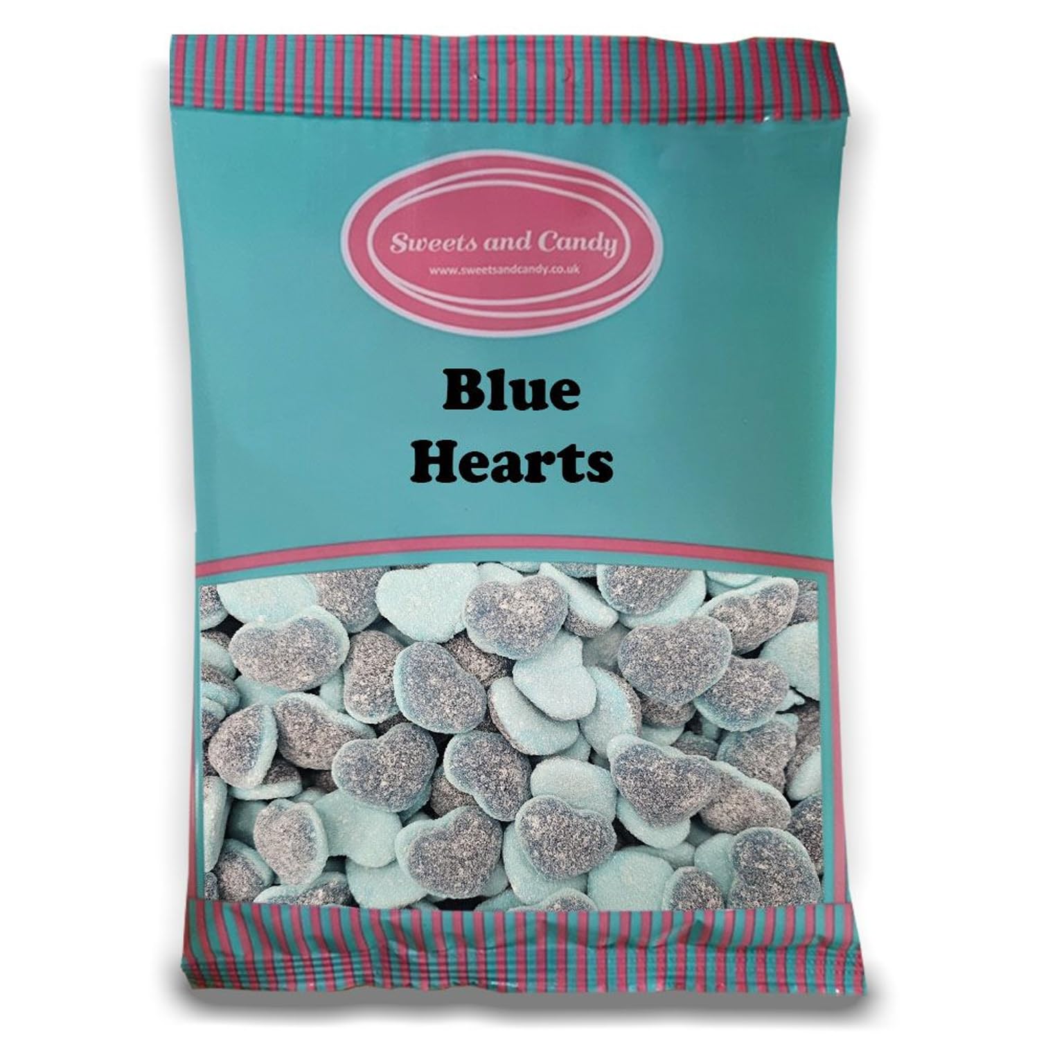 Sweets and Candy® Blue Hearts 1Kg - Retro Blue Jelly Sweets with a Sugar Coating - Bulk 1 Kilo Bag - A Perfect Pick and Mix Gift Idea
