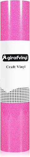 Miniatura 7 de GIRAFVINYL Vinilo termotransferible con purpurina rosa intenso, vinilo HTV con purpurina rosa intenso, de 10 pulgadas x 5 pies, vinilo para planchar