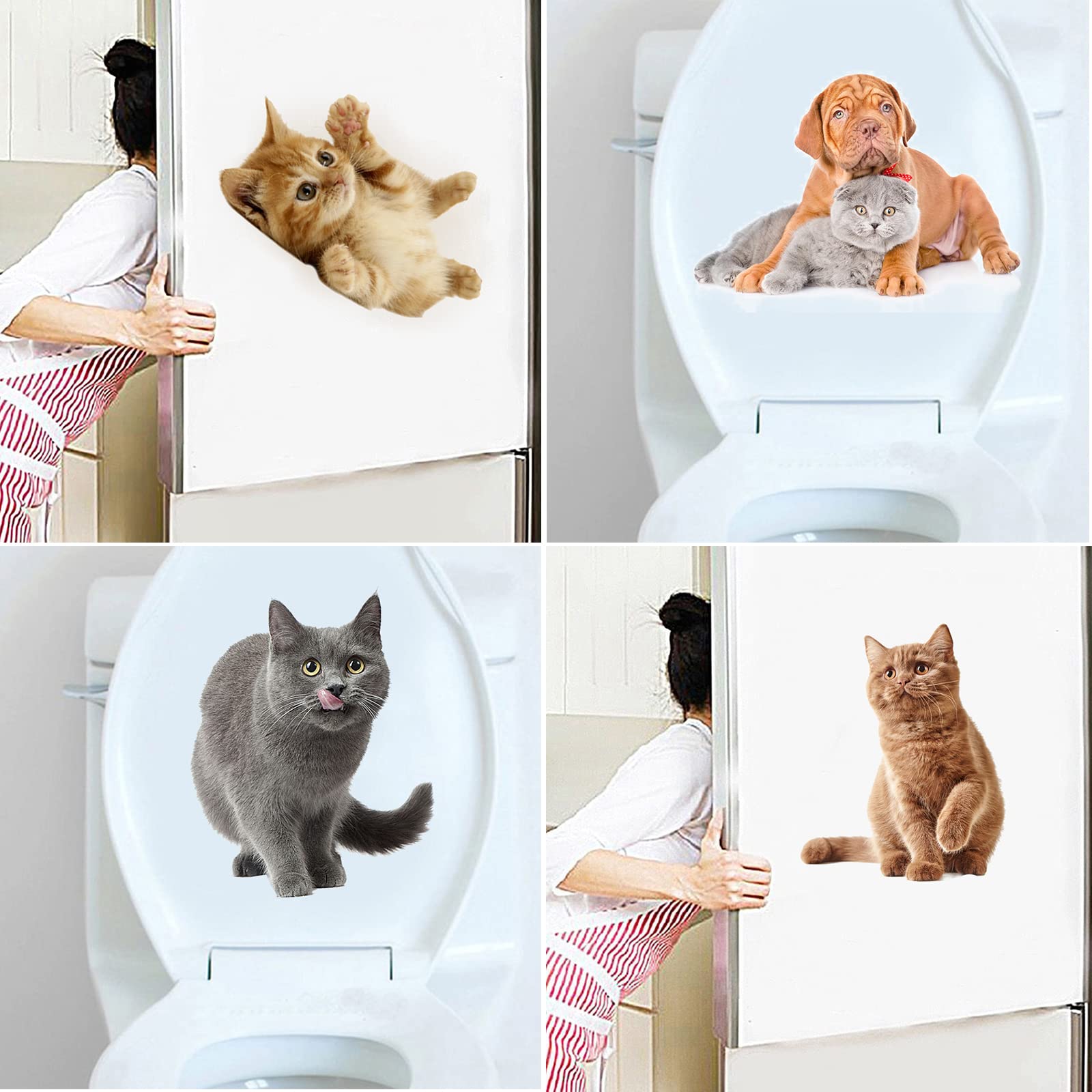 4 Adesivi Gatti 3D Kawaii Per Pareti E Superfici Lisce - 27x29 Cm, Design Carino E Rimovibile - Foto 6