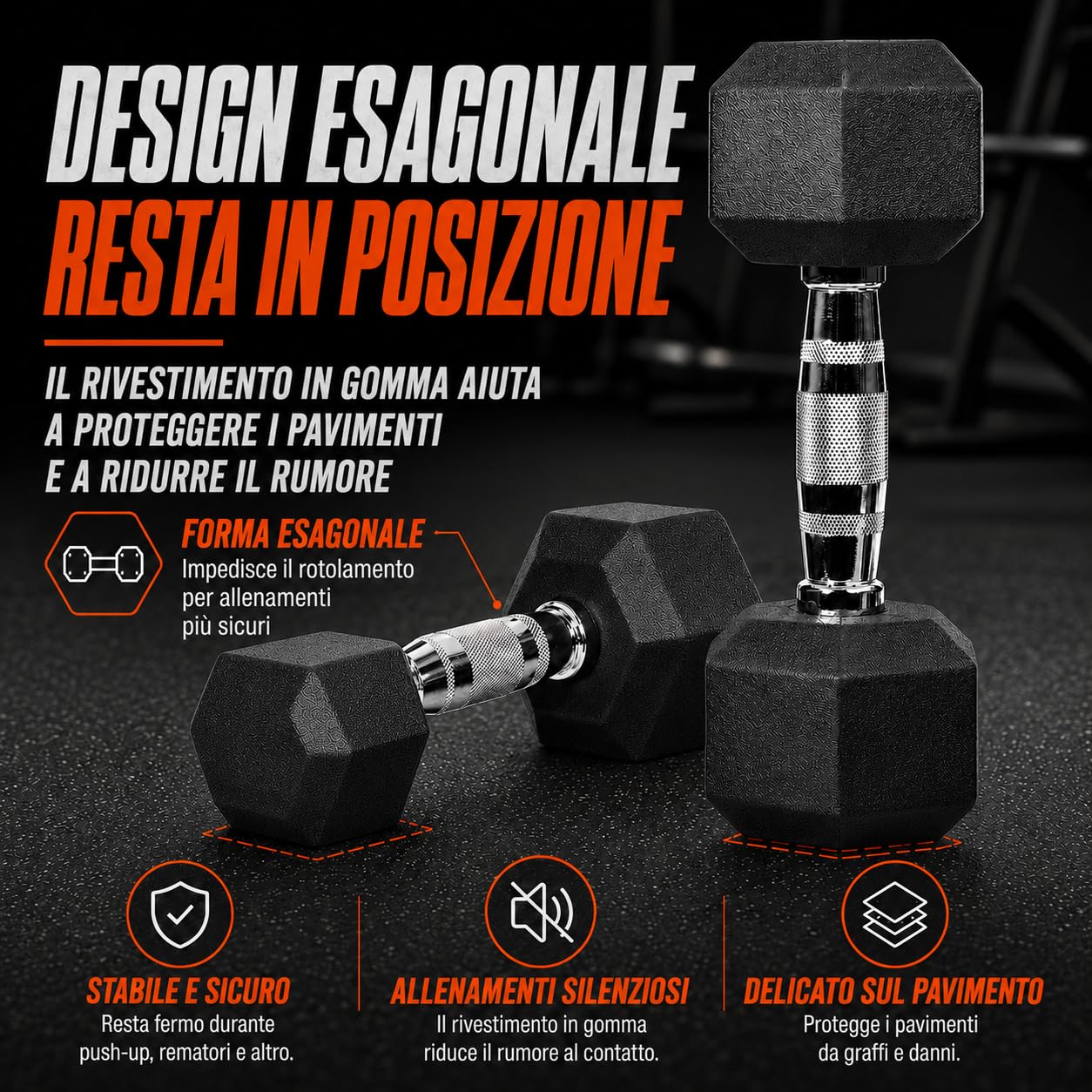 Hexagon NT162 - Set di manubri corti in gomma rivestita, per uomo e donna, 5 kg, 7 kg, 10 kg, 12,5 kg, 15 kg, 20 kg, 25 kg, NT162
