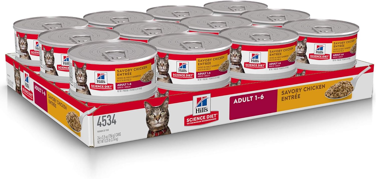 Hill's Science Diet Adult 1-6 Wet Cat Food, Chicken Minced, 5.5 oz. Cans, 24-Pack