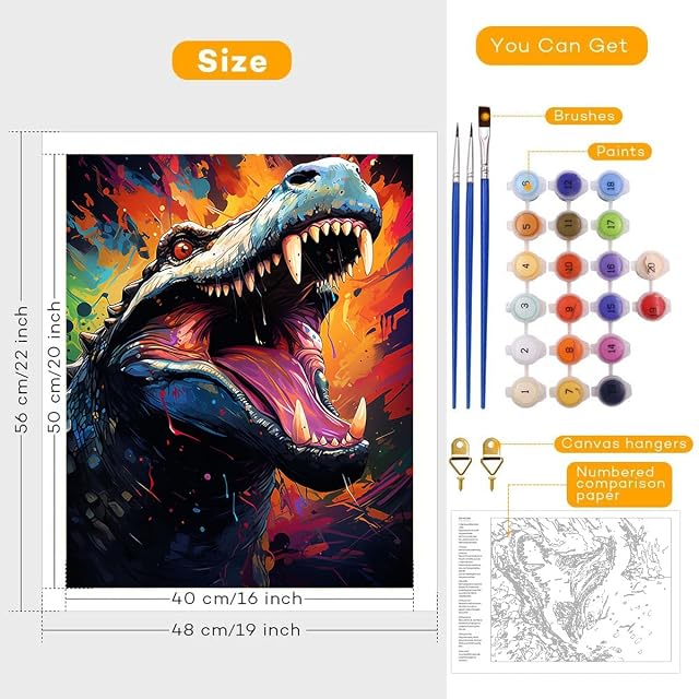 Foto 2 de 7 de TANGFEIY Kits de pintura por números, cocodrilo para adultos, pintura por números, niños