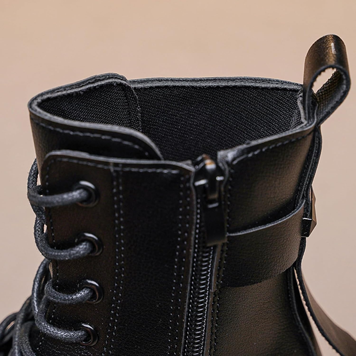 Girls Lace Up Ankle Boots Leather Combat Riding Boots Fashion Waterproof Side Zipper Punk Goth Booties 4-12 Years