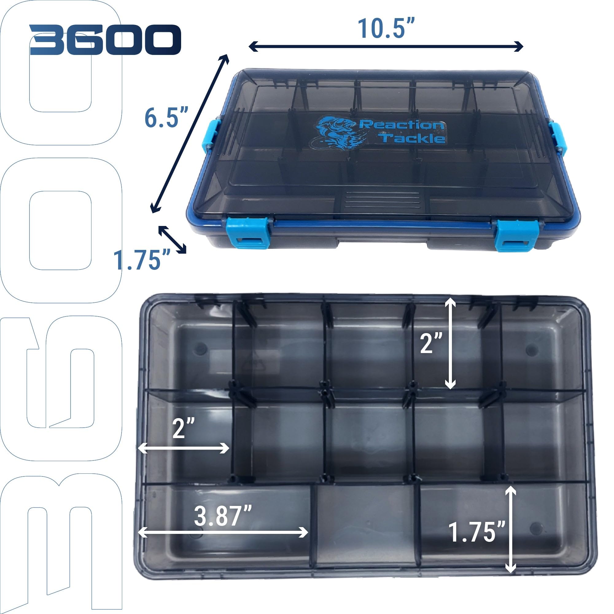 Reaction Tackle Bandejas de Cajas de Pesca Definitivas: ¡Organiza, Almacena y Domina con Nuestro Kit de 4 Unidades! Ideal para Pescadores en Movimiento - Paquete de 4 Bandejas 3600