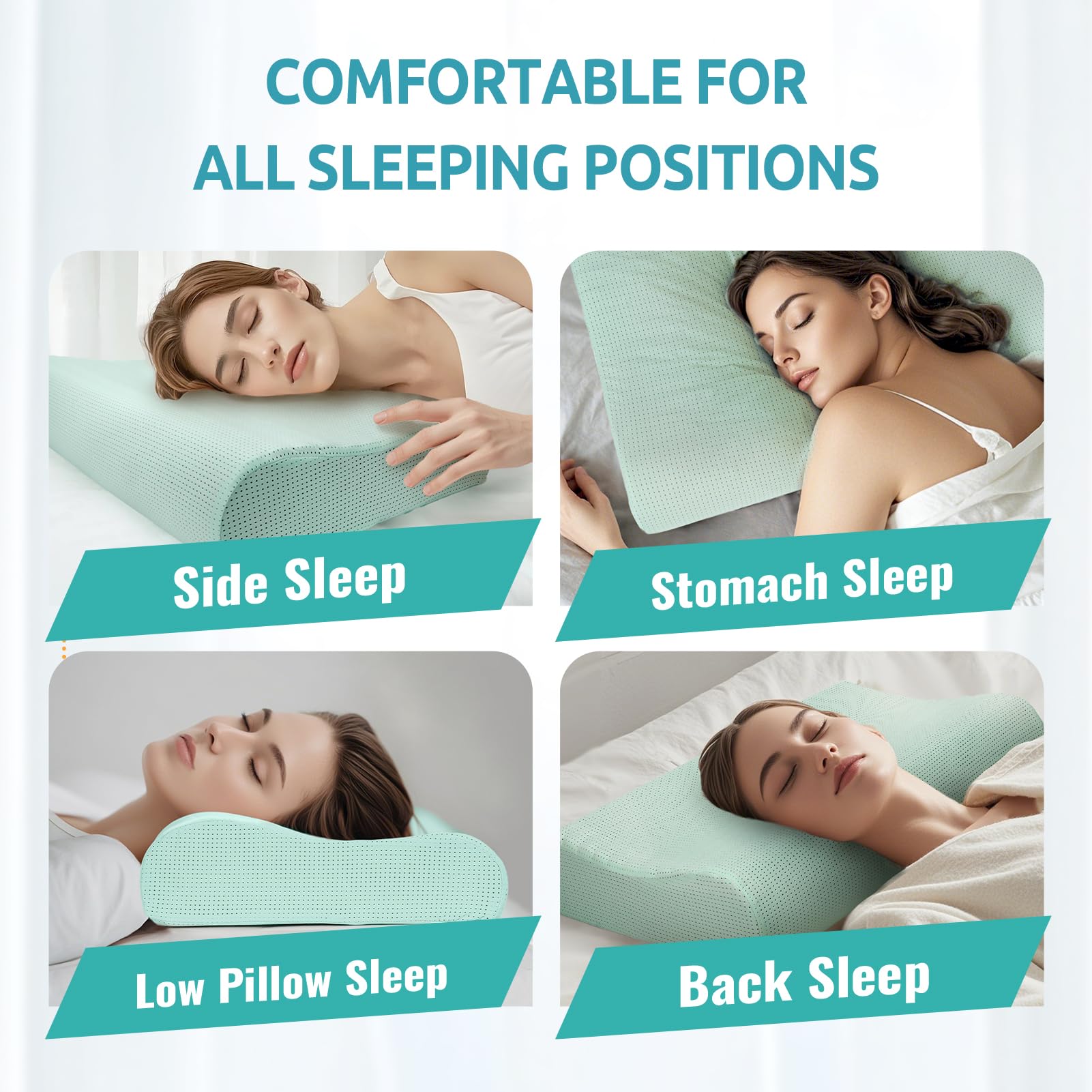 Cuscino ergonomico in memory foam cervicale per alleviare il dolore al collo, cuscino sagomato regolabile per chi dorme su fianco, schiena, stomaco, supporto ortopedico per il collo con fodera