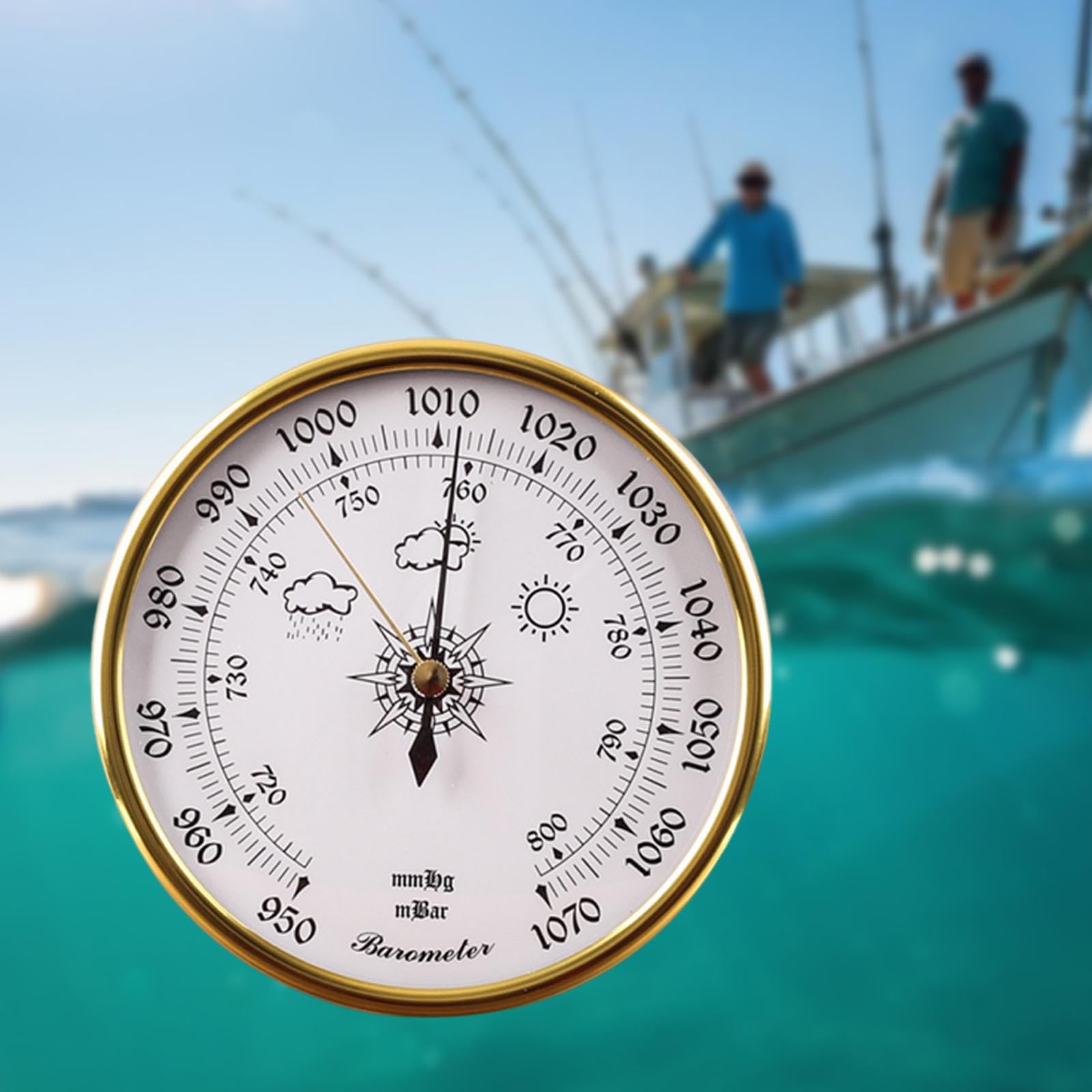 perfeclan Strumento di previsione meteorologica con barometro, doppio puntatore, manometro rotondo ad alte prestazioni, accessorio per uffici, barche, hotel, Faccia Bianca