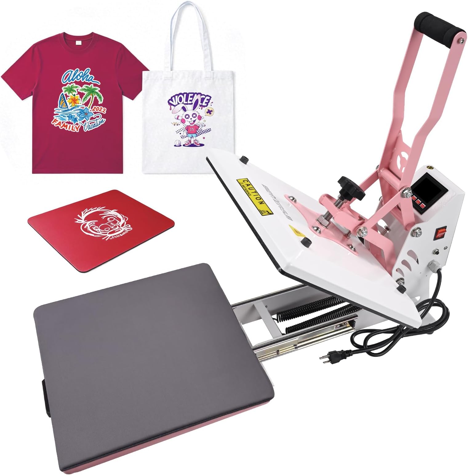 BetterSub 15x15 Inch Heat Press Machine, Digital Slide-Out Drawer Heat Press for T-Shirts, 1000W Clamshell Heat Press for DTF/Sublimation/HTV Transfers, with LCD Control Panel & Pressure Adjustment