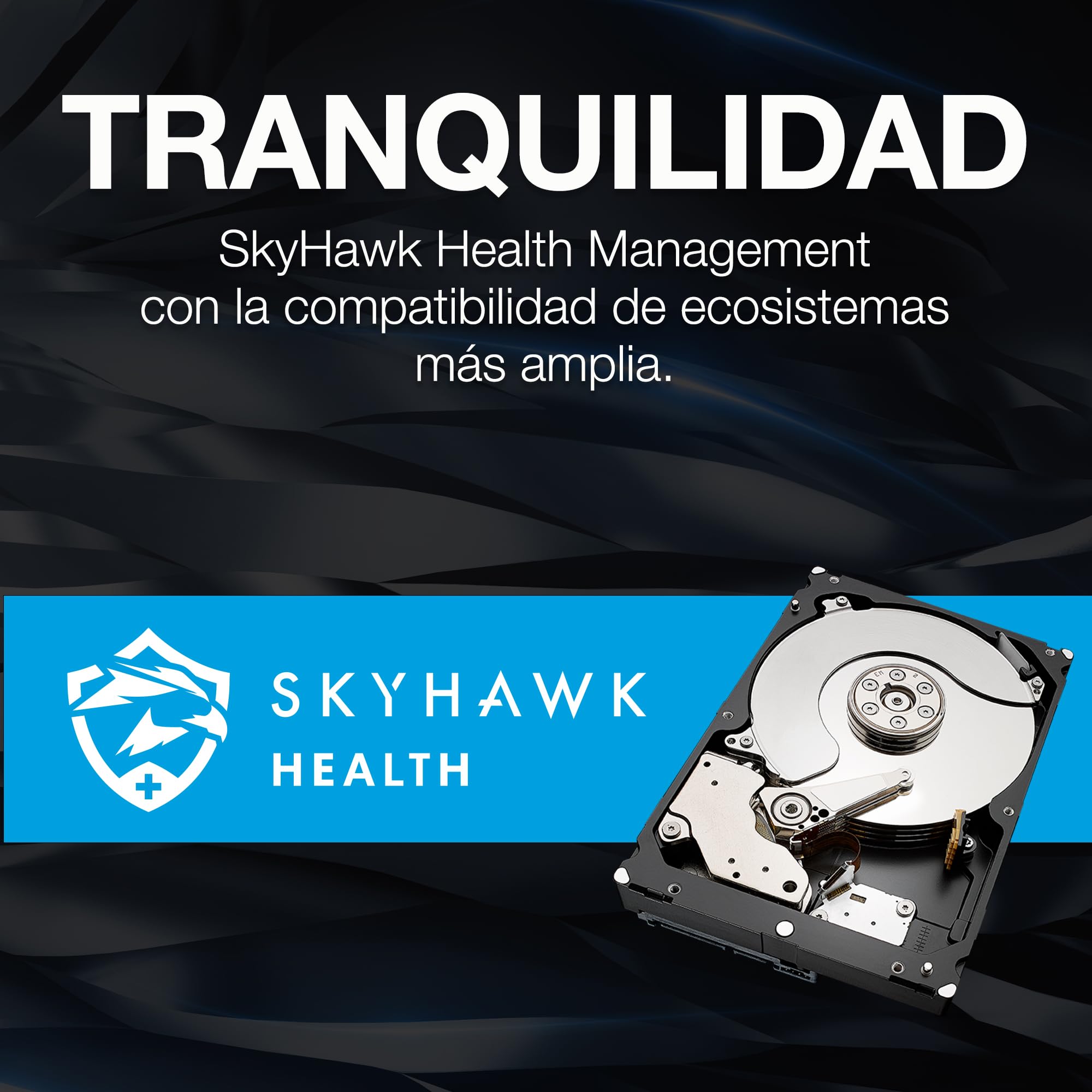 Seagate SkyHawk 4TB, Disco Duro Interno De Video, 3.5 Pulgadas, SATA 6.GB/s, Caché de 256 MB, DVR, Sistema de Cámaras de Seguridad NVR, servicios Rescue internos, Paquete Abre-fácil (ST4000VXZ16)