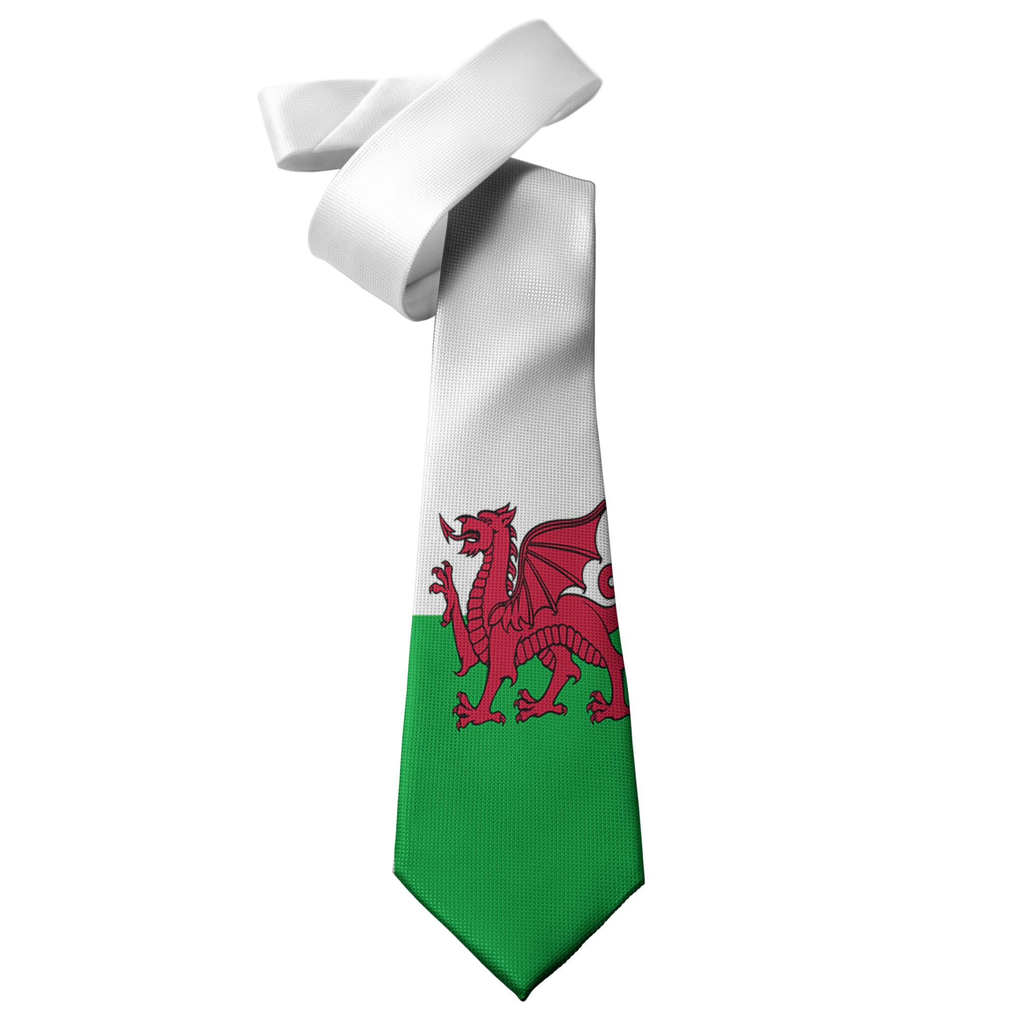 ShopQuality4U Wales Welsh Flag Mens Printed Neck Tie - Silk/Polyester - Great Gift - Half Tie Print