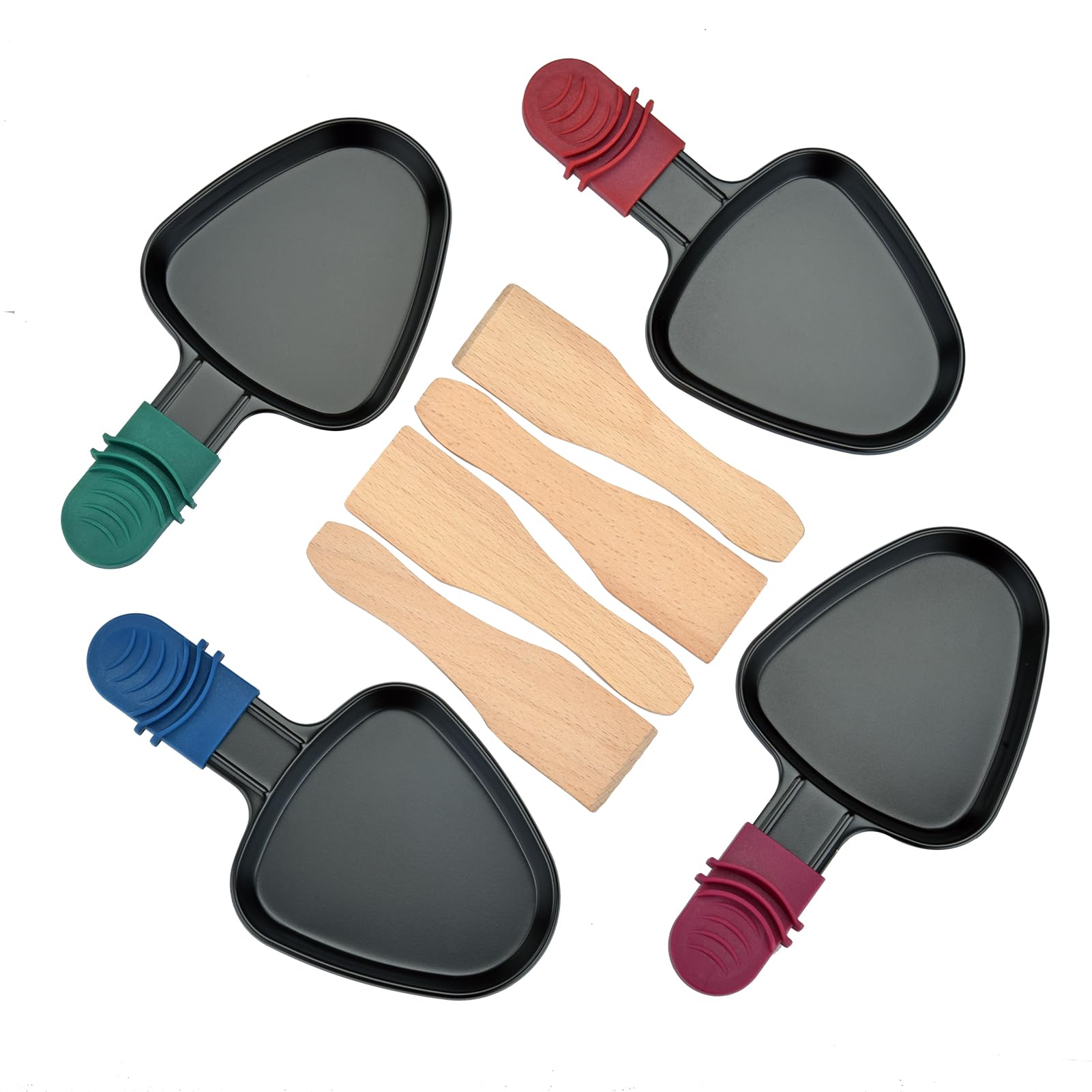 RoDzj Poelon Raclette Carré, 4 Pièces Set Antiadhésif avec Spatule RoDzj Poelon Raclette Carré, 4 Pièces Set Antiadhésif avec Spatule