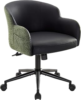IWMH Vanity Chair Desk Chair Home Office Ergonomic Upholstered Modern Vanity Chairs with Wheels, Height Adjustable for Bedroom Living Room(Green Black)