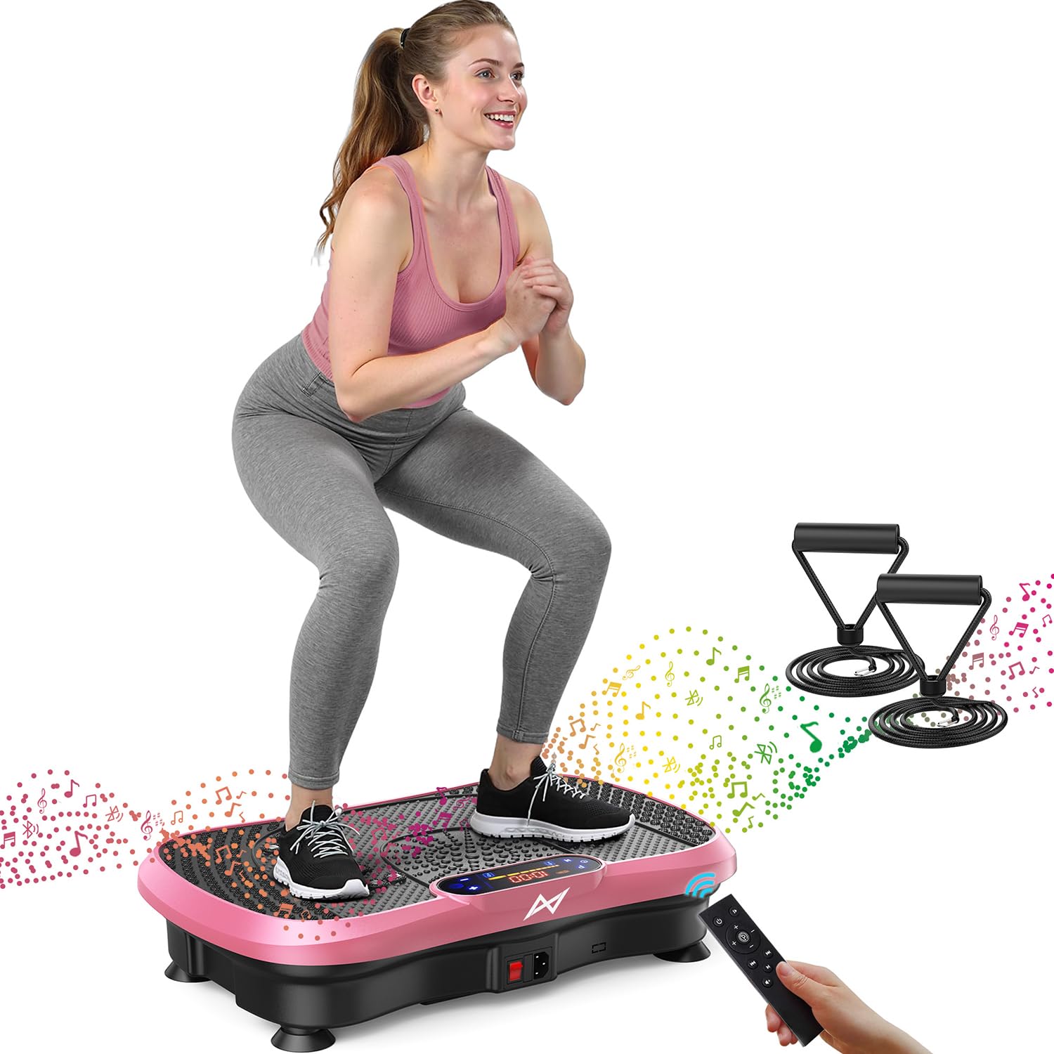 AXV Vibration Plate Exercise Machine Fitness Platform Body Vibrating Board | Curved Design 200W Powerful Oscillating 120 Level Shake Plate for Lymphatic Drainage Recovery Whole Body Toning With Handle