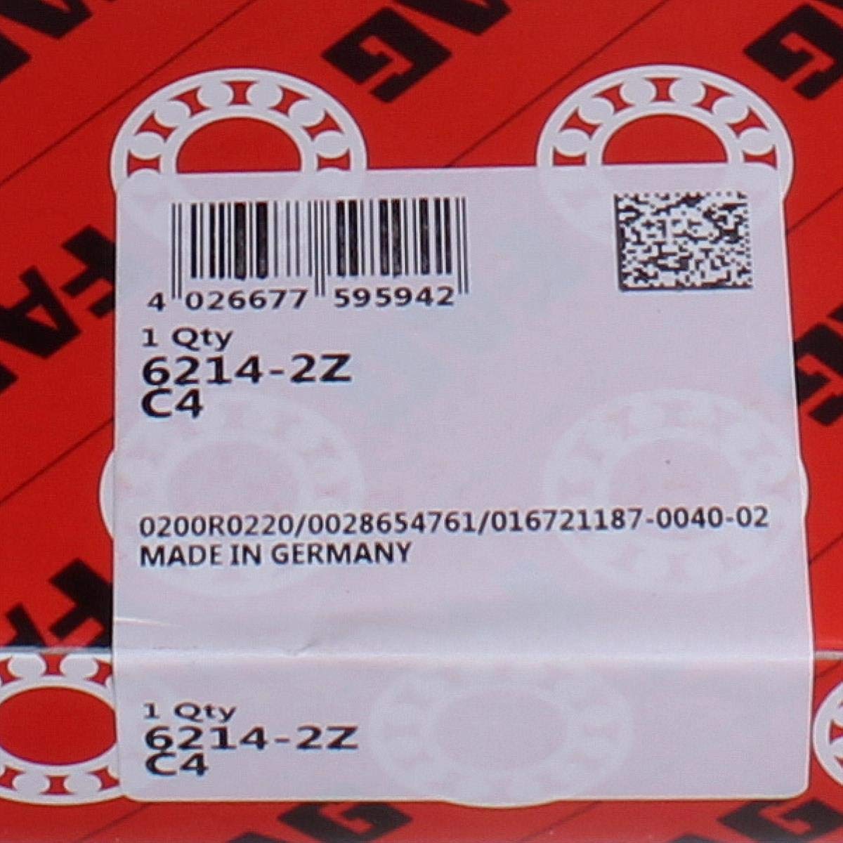 6214-2Z-C4 FAG Rodamiento de bolas cojinete 70x125x24mm