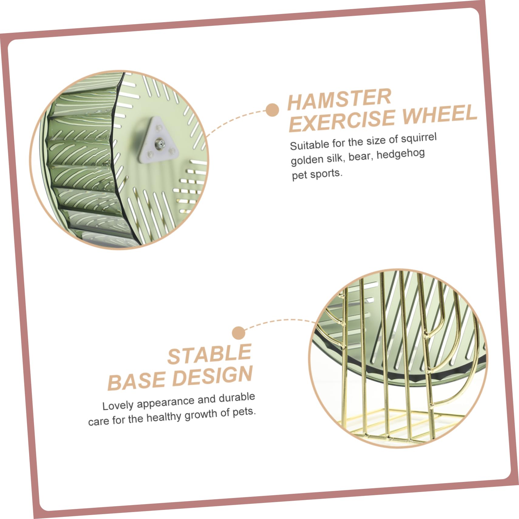 WOONEKY Roue de Hamster Domestique Silencieuse Base Stable en Plastique et Alliage, Accessoires pour Chinchillas et Hérissons, pour Hamster Cage et Sports d'animaux