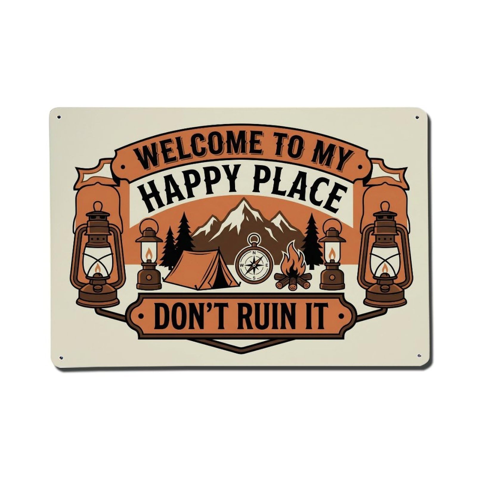 Vintage Lantern Camping Den Humor Metal Tin Sign Plaque Wall Decor for Cafe, Club Bar, Office, Home Garden Metal Poster 8x12Inch