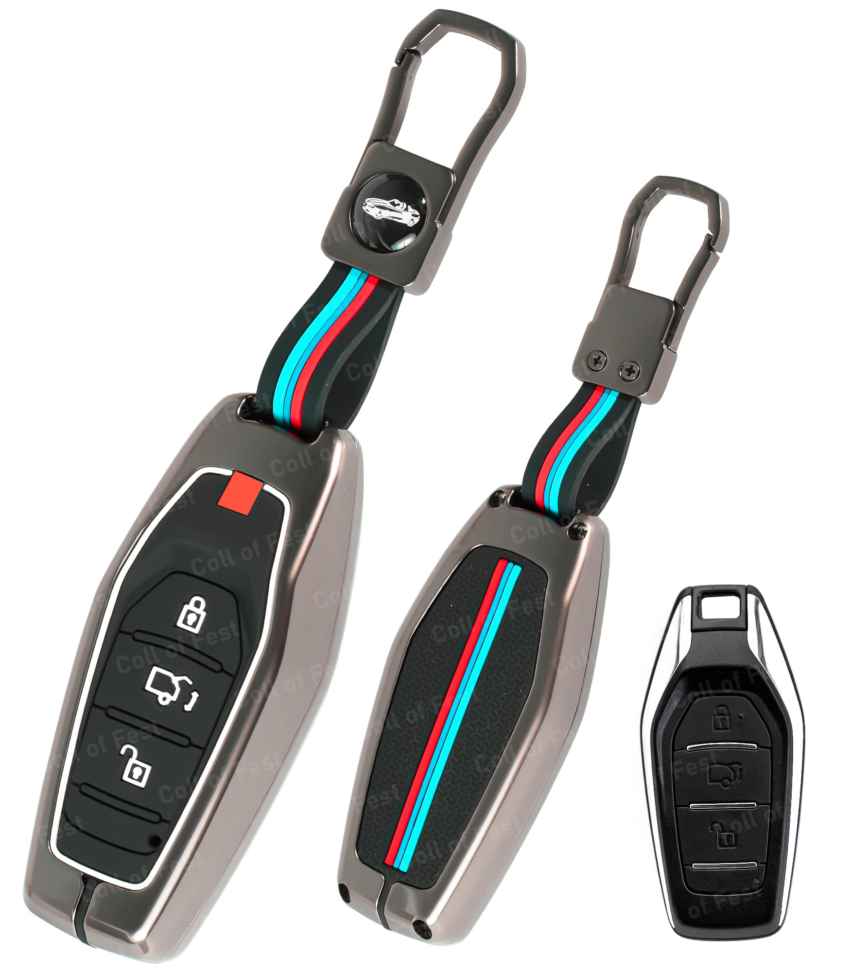 Coll of Fest Metal Silicon Key Cover Compatible for Mahindra XUV 500 3 Button Smart Key Cover Full Metal Protections Special Feature Visible in Low-Light Conditions-image-30