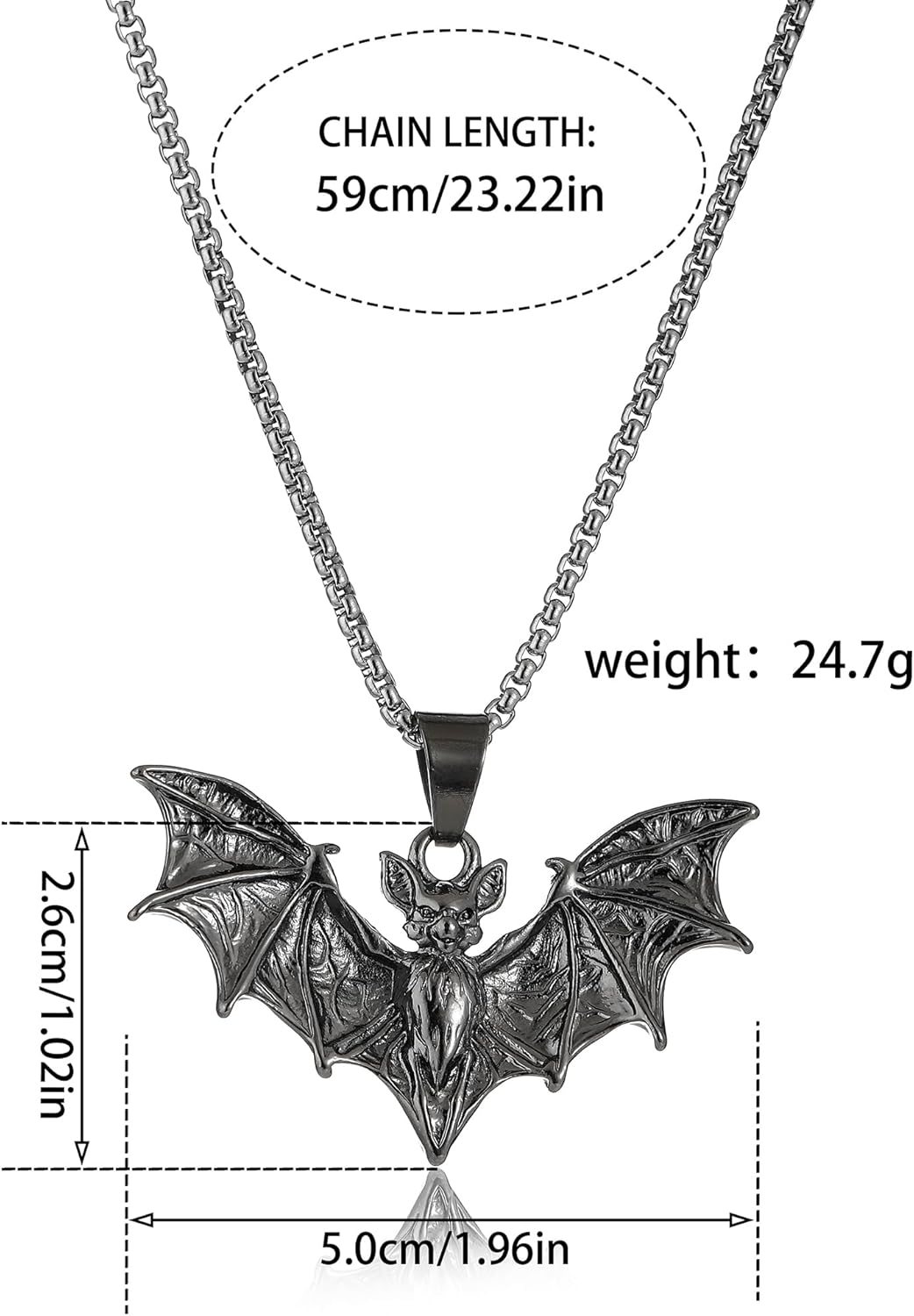 Halloween Goth Necklaces for Men Gothic Bat Necklace Punk Vampire Jewelry Stainless Steel - Image 6