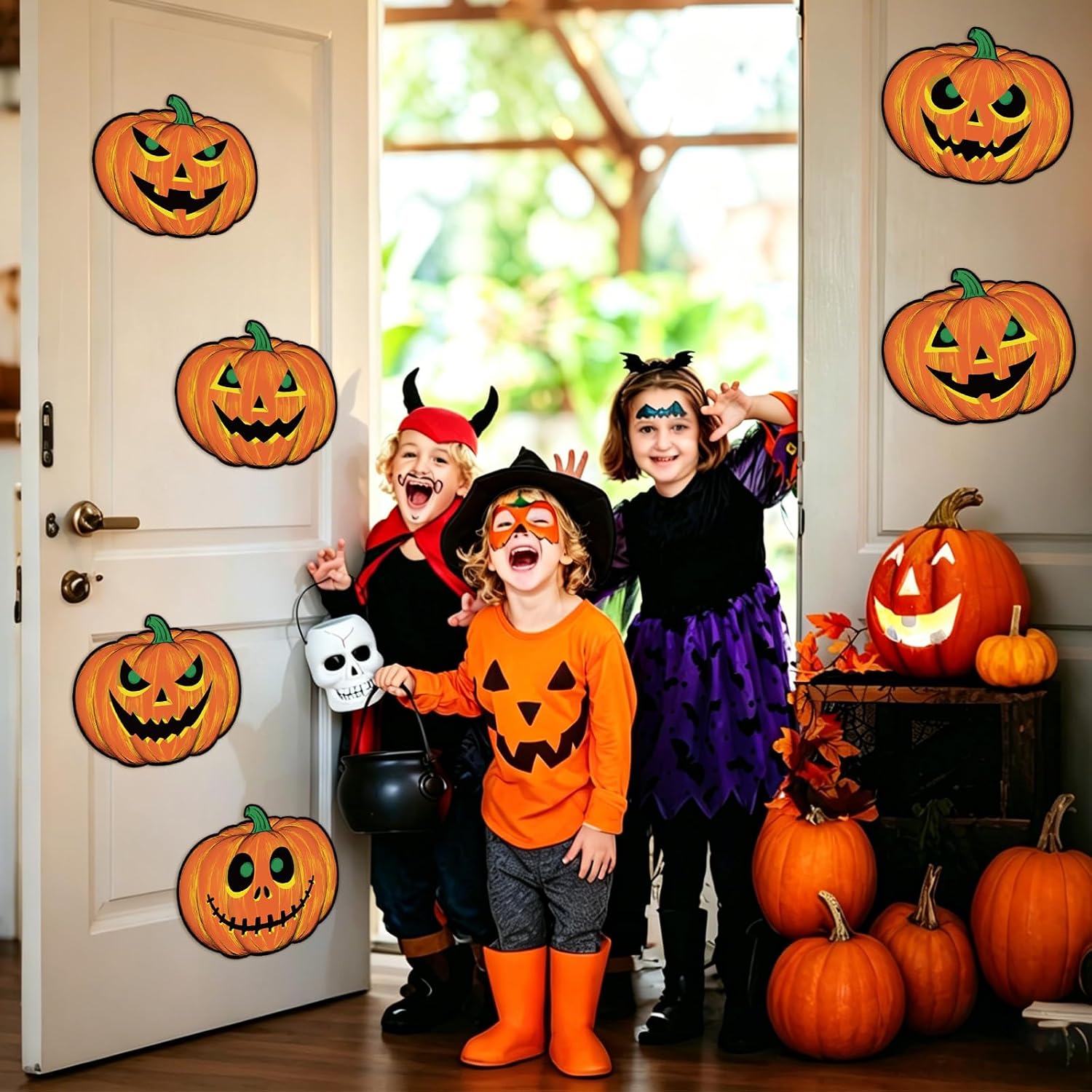 12PCS Large Halloween Pumpkin Cardboard Cutouts Decorations for Party