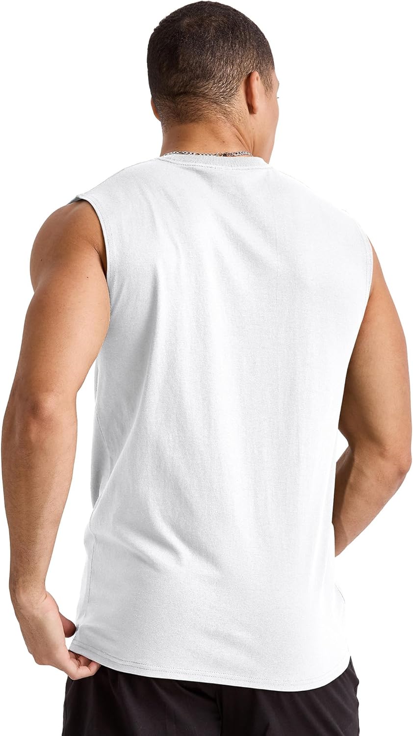 Hanes Mens Essentials Midweight Muscle T-Shirt Pack, Cotton Muscle Tank Shirts, 3-Pack - Image 3