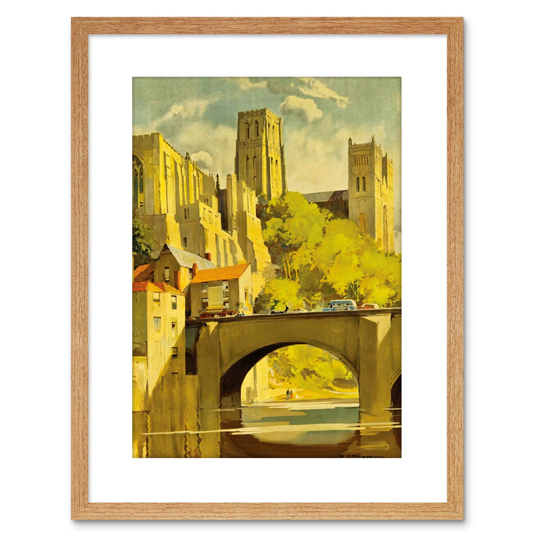 Wee Blue Coo PAINTING BRIDGE ARCHITECTURE CATHEDRAL DURHAM FRAMED PRINT F97X4486