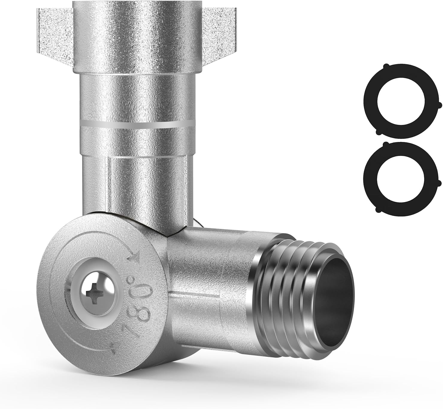 Adjustable 180° & 360° Hose Swivel Connector 3/4" Water Hose Fittings | Metal Construction, Anti-kink Hose design, Standard 3/4'' Fitting, 180° & 360° Swivel Rotation, for RV, Yard, Outdoor Garden