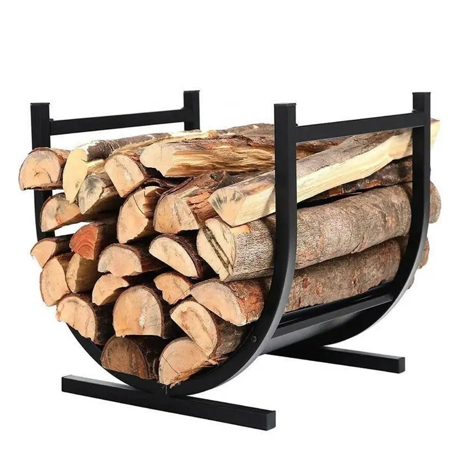 Portalegna Da Esterno Porta legna da ardere for interni ed esterni | Con ganci for accendere il legno, supporto for legno in acciaio con doppio rivestimento resistente(Style -B)