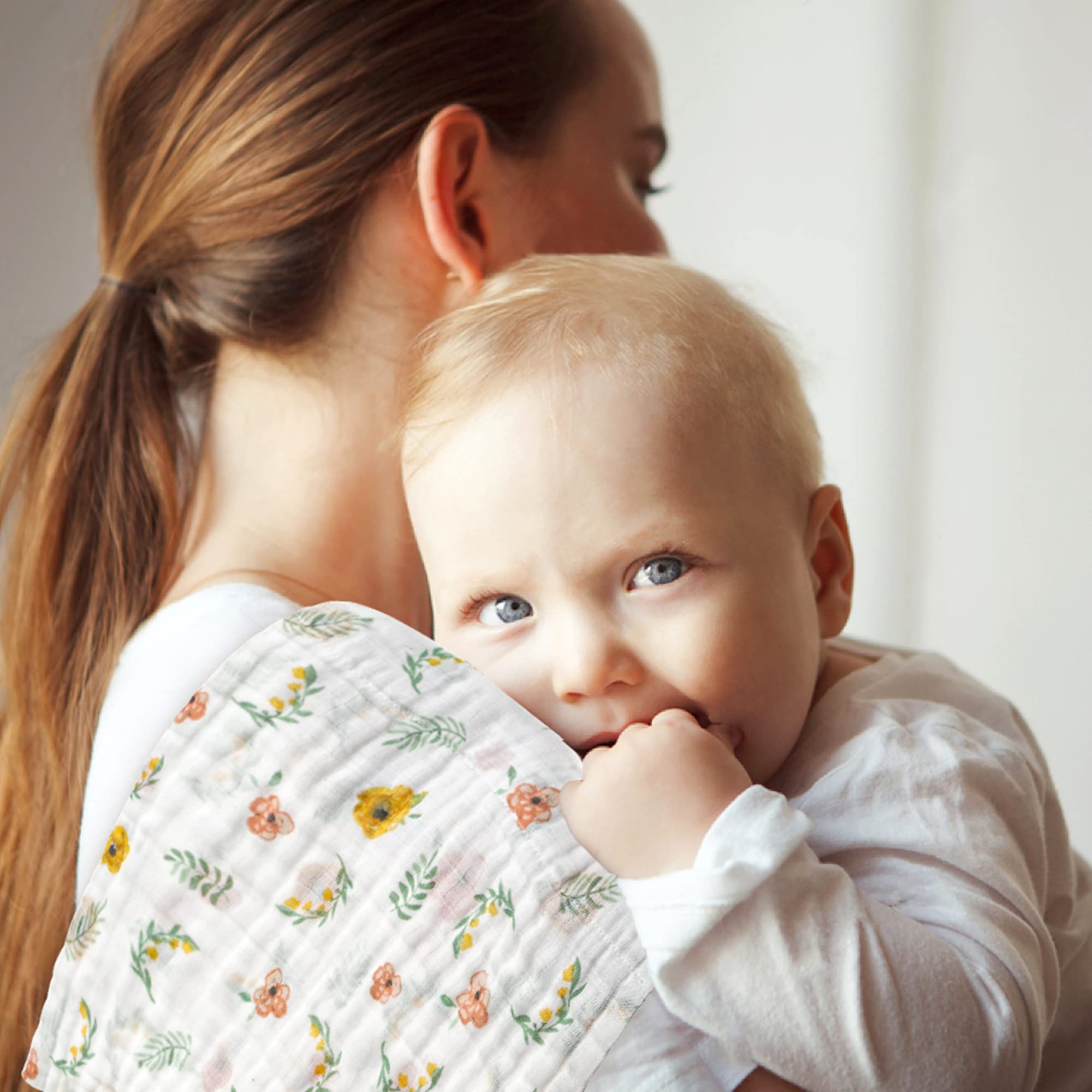 lasoftan - Paños de muselina para bebé, 100 % algodón, súper absorbentes, suaves, toallas de baño para bebés, niñas y niños, gran regalo para recién nacidos, 10 x 20 pulgadas, paquete de 4, hojas y