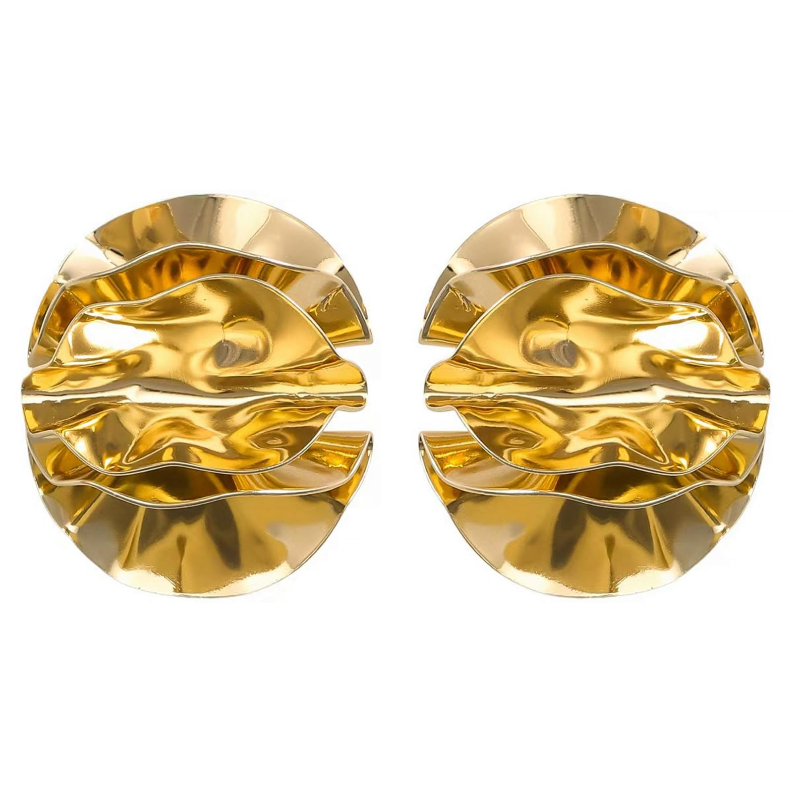 Hpoewre Gold Flower Statement Earrings for Women, Large Chunky Bohomian Summer Beach Floral Earring, Irregular Bold Exaggerated Earrings