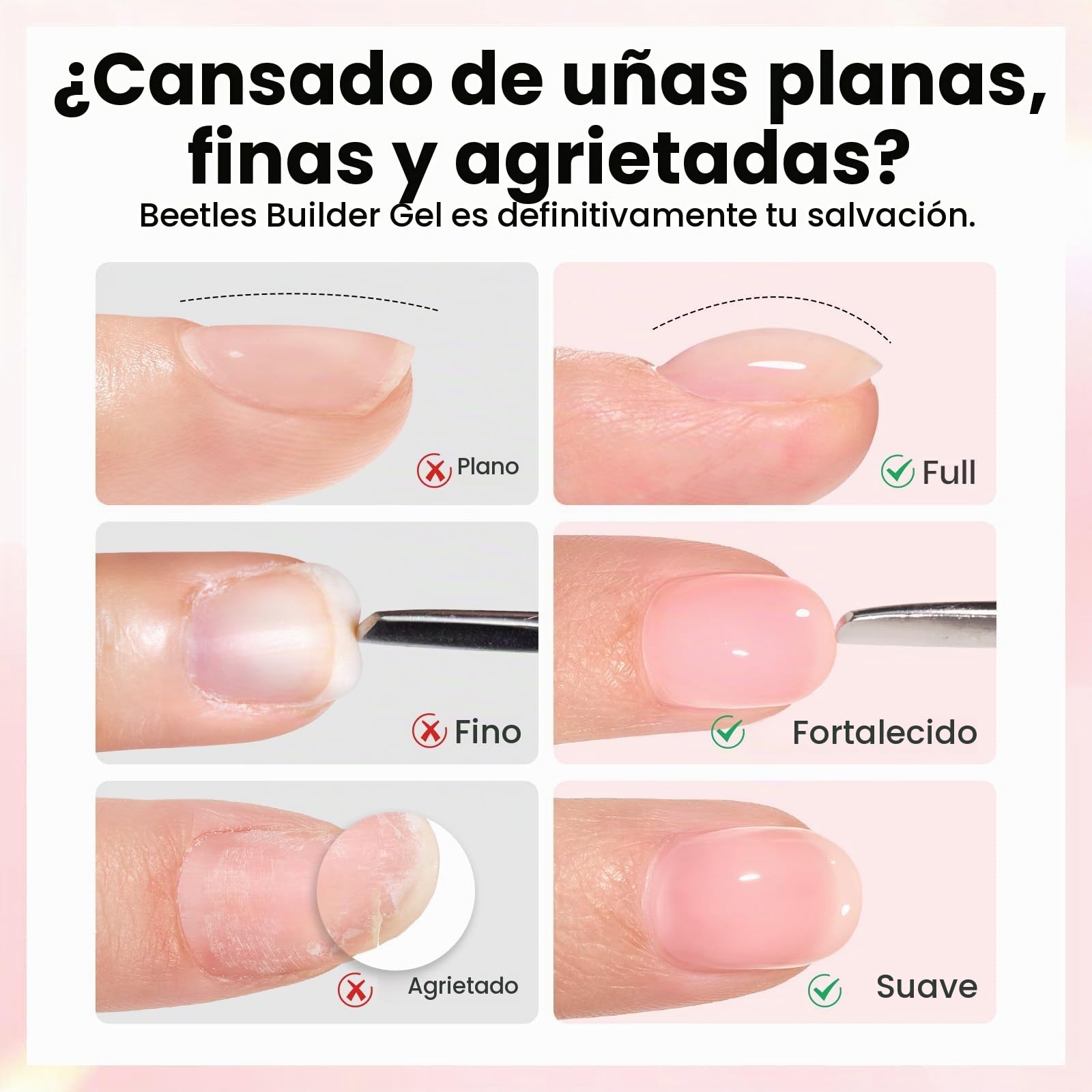 Beetles - Gel constructor sin HEMA con base y capa superior que no se limpia 3 unidades, 15 ml | Acabado brillante de uñas y fórmula de baja sensibilidad mejorada de larga duración para mujeres