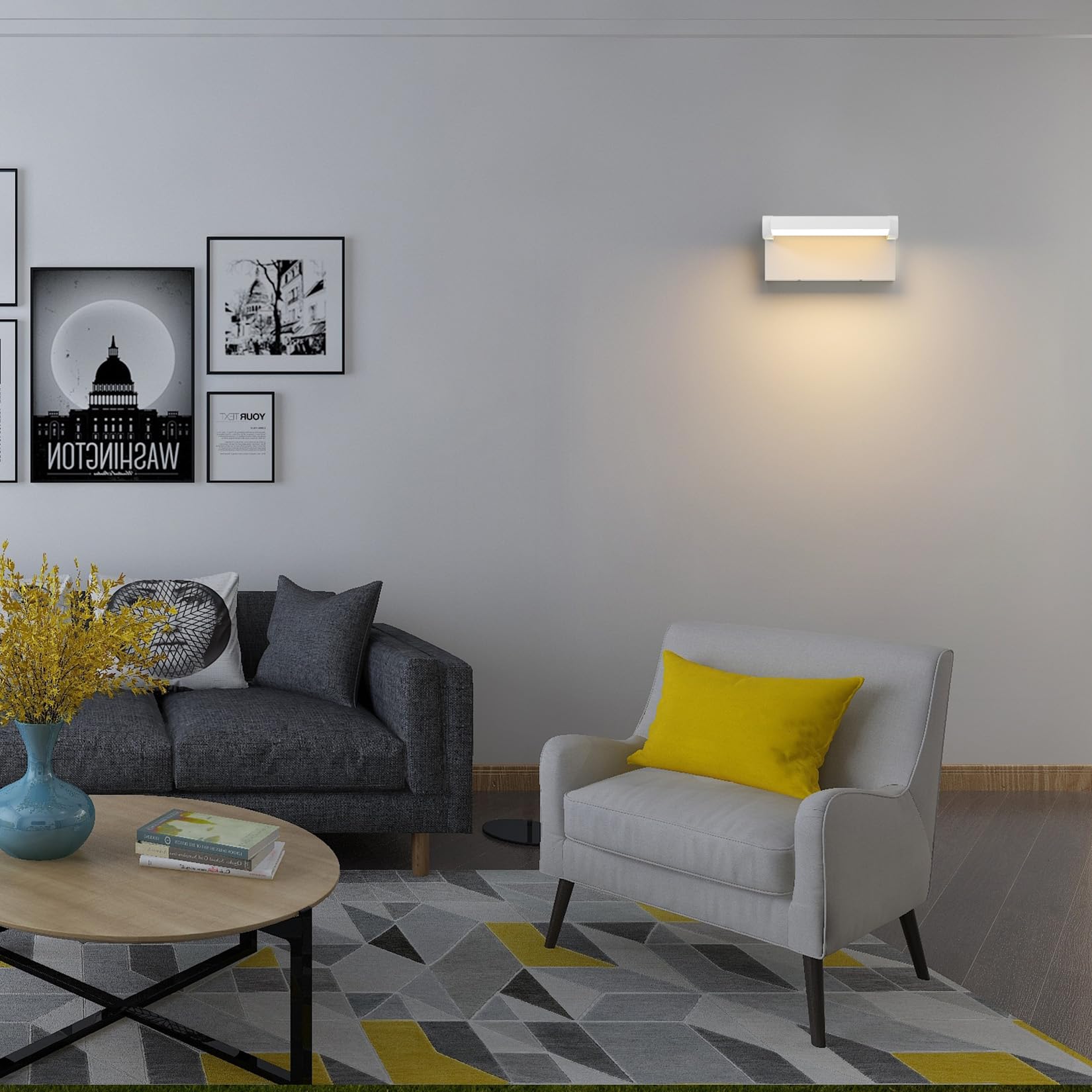 Klighten 24W Lampade da Parete LED Esterno Interno IP65, Lampade Esterno Orientabile Applique Moderno da Parete in Alluminio per Corridoio Ingresso Giardini, Bianco Caldo 2700K-3000K, Bianca