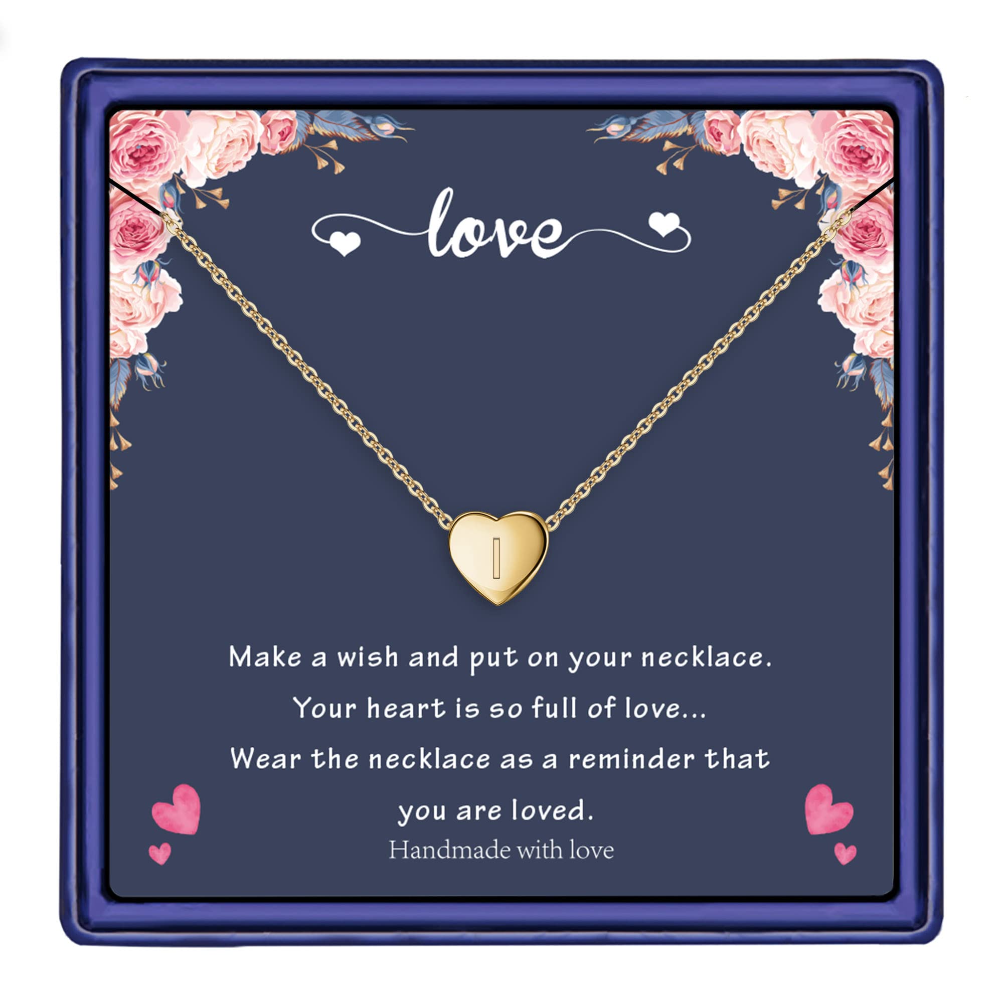 HidepooHidepoo Heart Initial Necklaces for Girls Women, 14K Gold Filled Heart Pendant Letter Necklace Tiny Initial Heart Necklaces for Women Teen Girls Gifts Jewelry Dainty Initial Necklaces for Girls Gifts